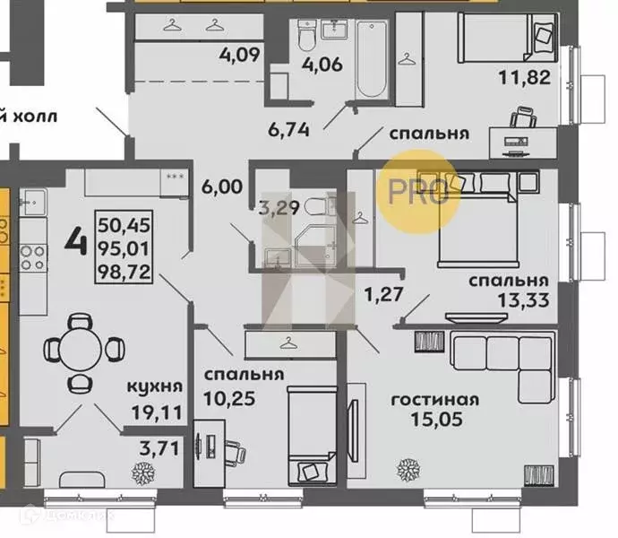 Продаётся 4-к квартира, 98.72 м - Фото 0