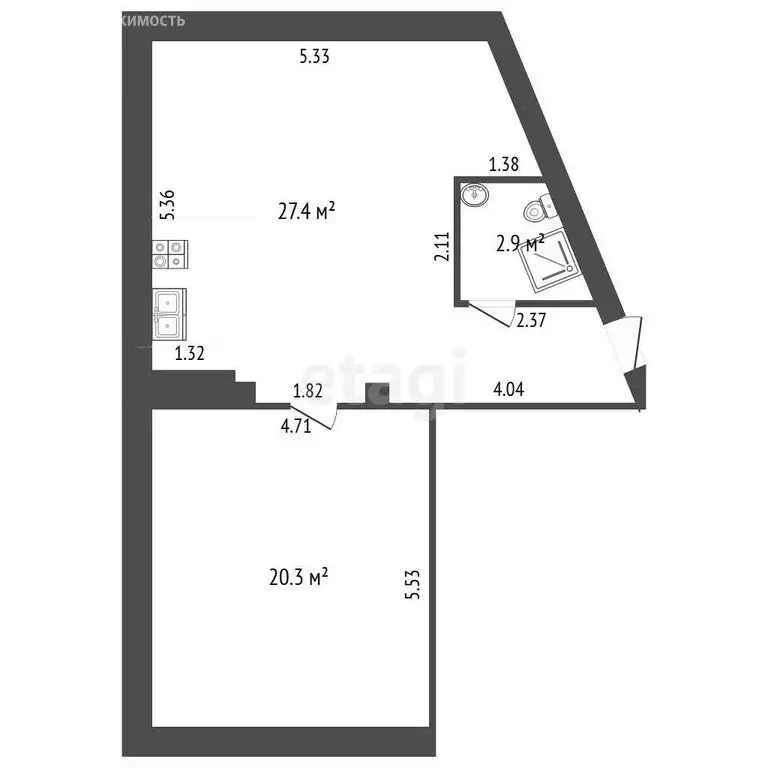 2-комнатная квартира: Севастополь, улица Вакуленчука, 26 (62.9 м) - Фото 1