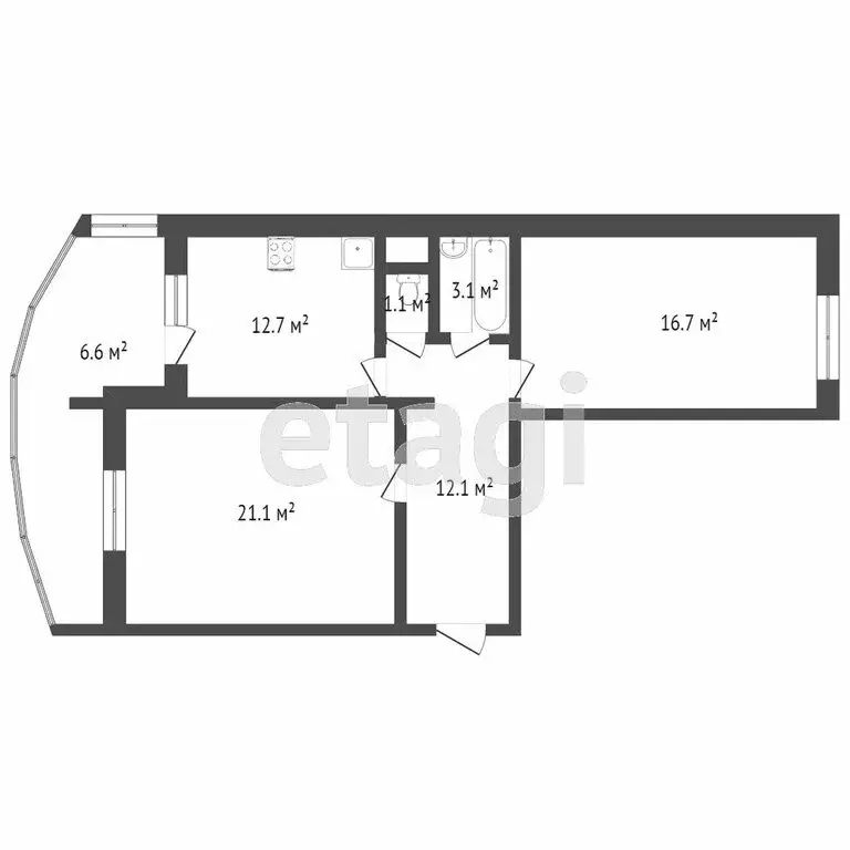 2-комнатная квартира: Тверь, улица Марии Смирновой, 9 (82.2 м) - Фото 0