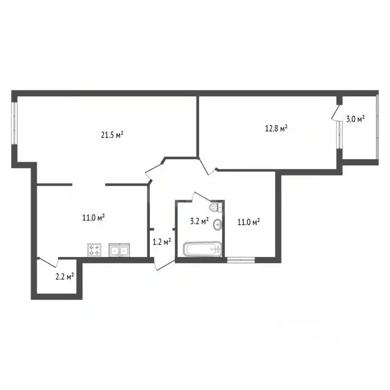 2-к кв. Санкт-Петербург Комендантский просп., 25к1Б (60.0 м) - Фото 2