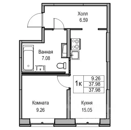 1-к кв. Санкт-Петербург ул. Ивинская, 19к1 (37.6 м) - Фото 0