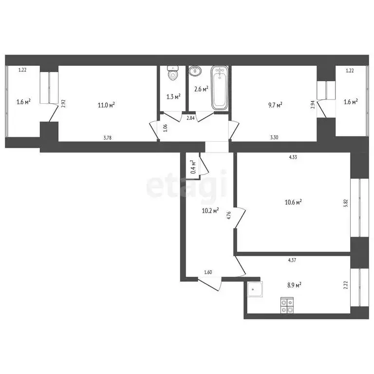 3-комнатная квартира: Стерлитамак, улица Богдана Хмельницкого, 44 ... - Фото 0