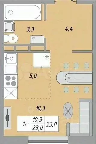 1-к кв. оренбургская область, оренбург ул. юркина, 2 (25.2 м) - Фото 1