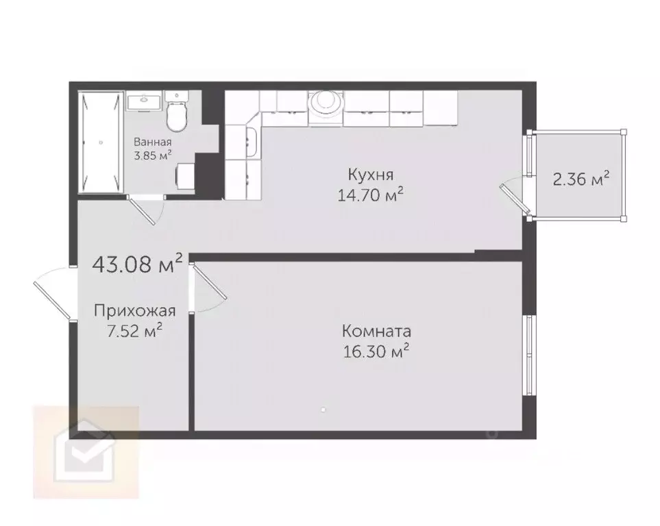 1-к кв. Крым, Евпатория ул. 60 лет ВЛКСМ, 31к2 (43.6 м) - Фото 1