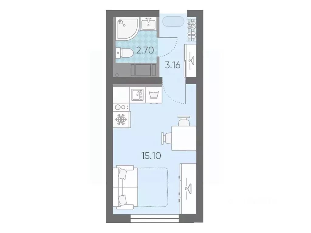 Студия Санкт-Петербург ул. Пахомовская, 12к2 (20.9 м) - Фото 0