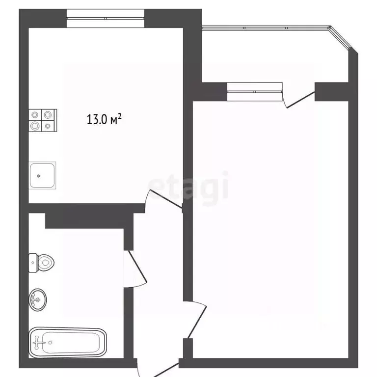 1-к кв. Тюменская область, Тюмень ул. Николая Семенова, 21 (42.3 м) - Фото 1