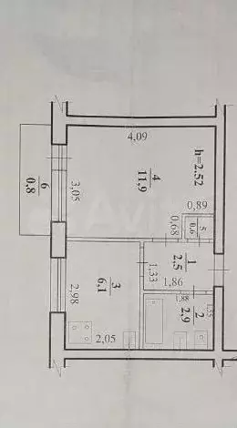 1-к. квартира, 24,8 м, 5/5 эт. - Фото 0