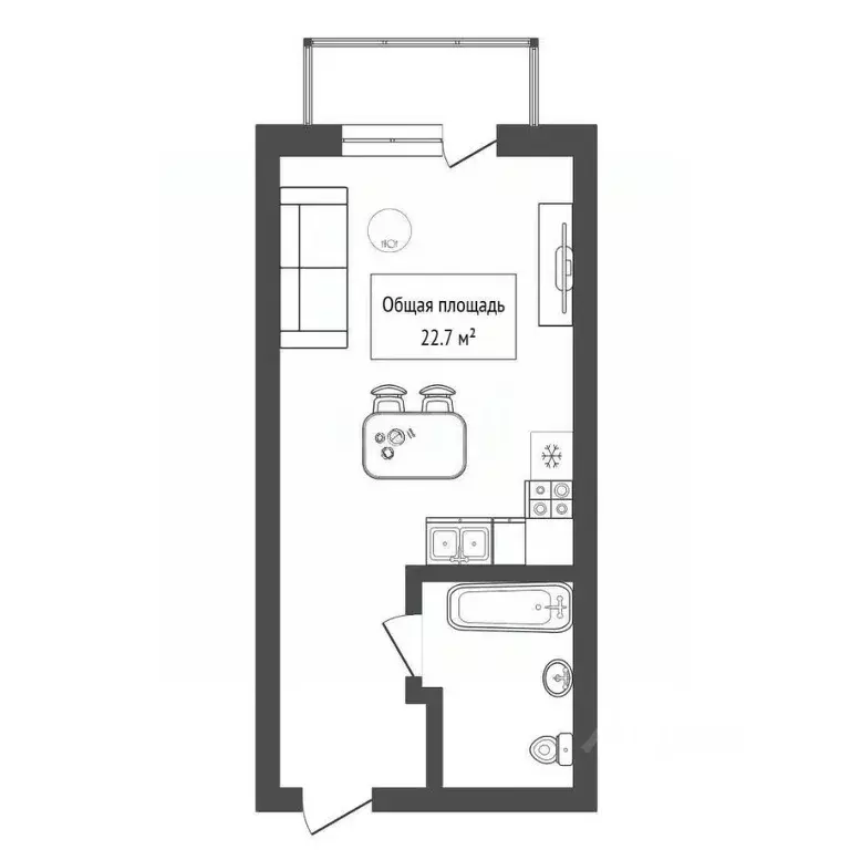 Студия Новосибирская область, Новосибирск ул. Виктора Уса, 7 (22.7 м) - Фото 2