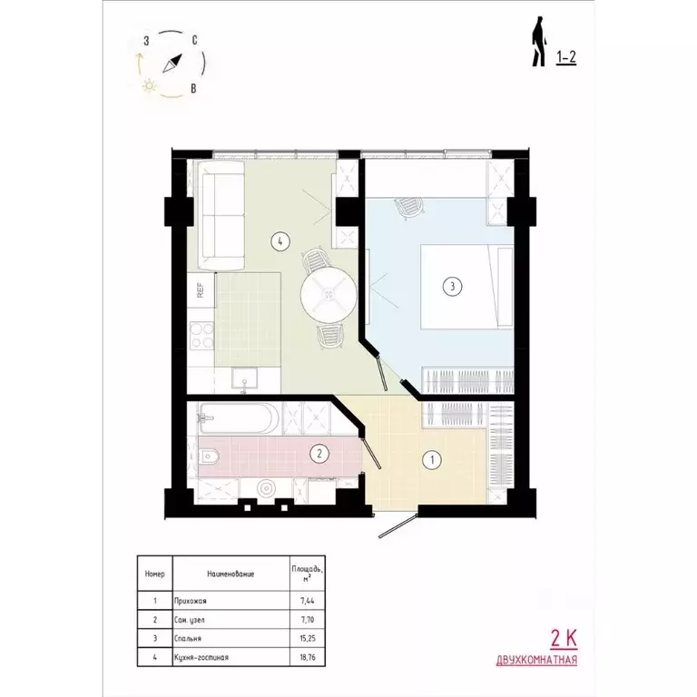 2-к кв. Приморский край, Владивосток Острогорный жилой комплекс (50.04 ... - Фото 0