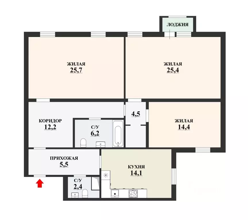 3-к кв. Санкт-Петербург Горелово тер., ш. Красносельское, 48 (110.4 м) - Фото 1