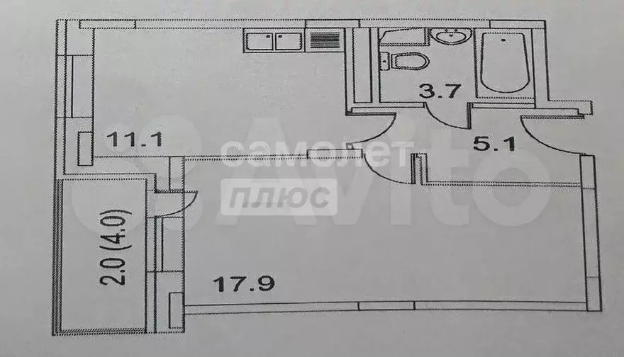 1-к. квартира, 42,7 м, 3/5 эт. - Фото 0