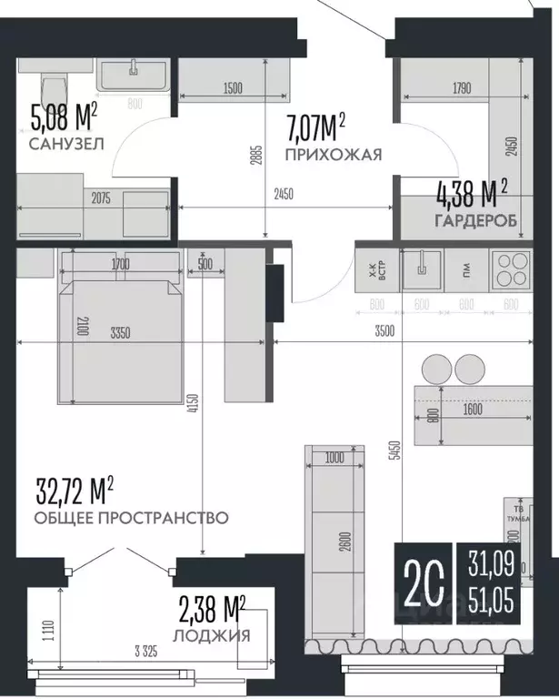 2-к кв. Алтайский край, Барнаул Опера Резиденс жилой комплекс, БС3 ... - Фото 1
