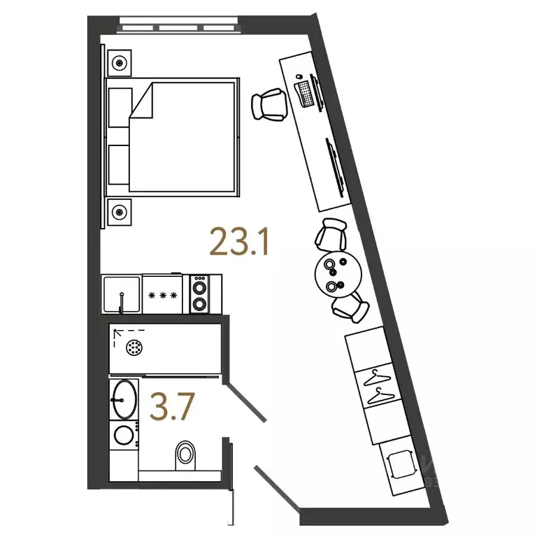 Студия Санкт-Петербург Ташкентская ул., 6к2 (26.8 м) - Фото 0