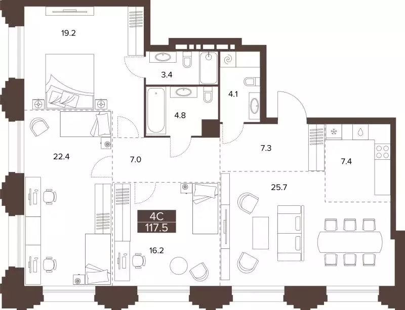 3-к кв. Алтайский край, Барнаул Социалистический просп., 97 (117.5 м) - Фото 1