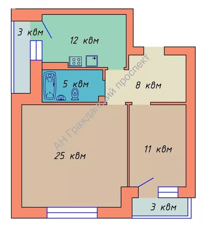 2-комнатная квартира: деревня Юкки, Тенистая улица, 7 (62 м) - Фото 1