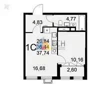 Продаётся 1-к квартира, 37.74 м - Фото 0