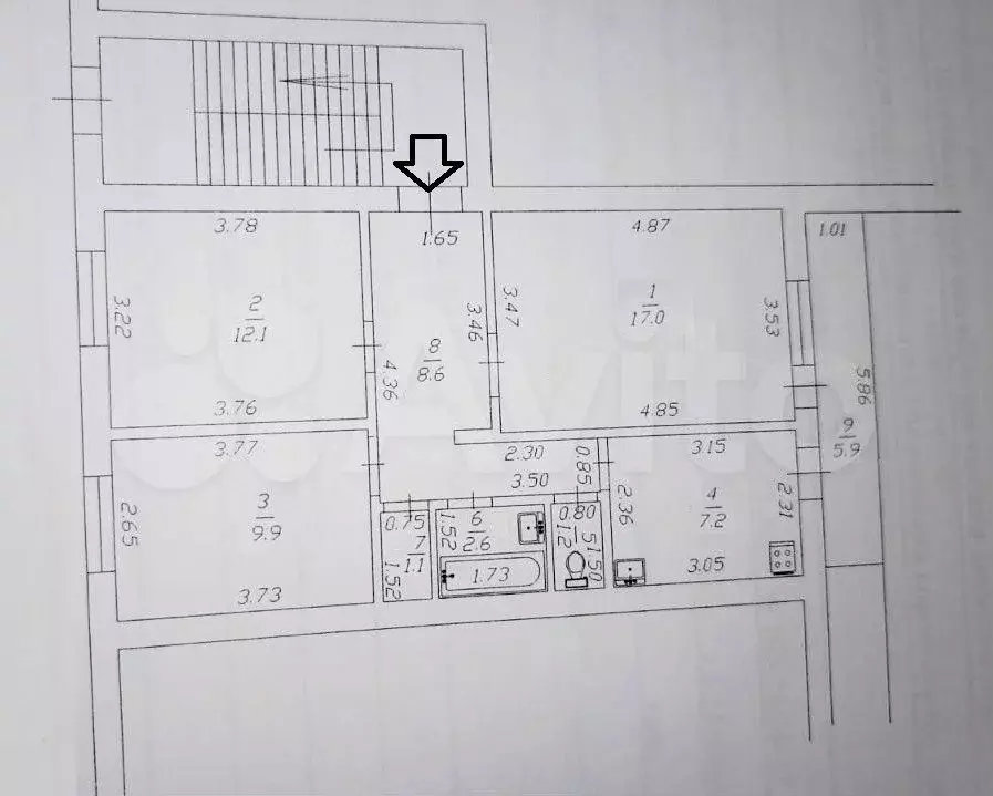 3-к. квартира, 60 м, 1/5 эт. - Фото 0