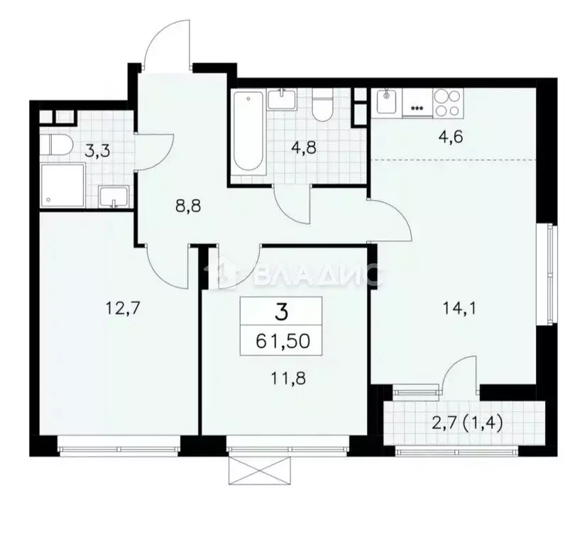 2-к кв. Москва ул. Лобановский Лес, 11 (60.1 м) - Фото 2