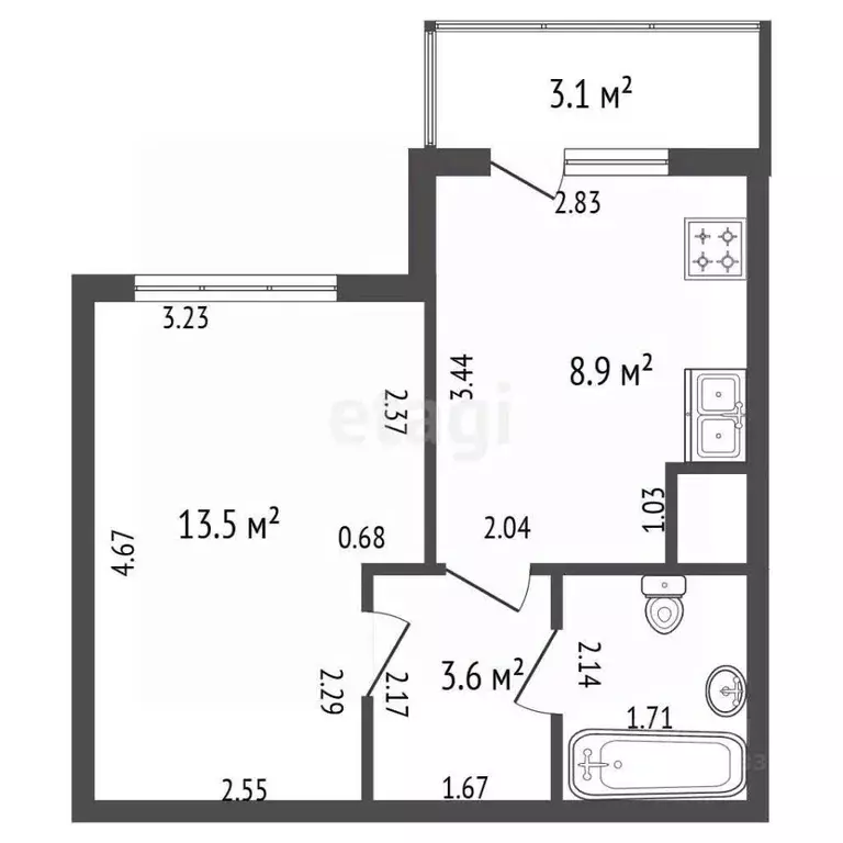 1-к кв. Санкт-Петербург ул. Русановская, 18к8 (30.0 м) - Фото 2