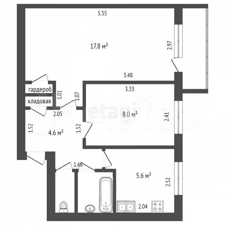 2-к. квартира, 43 м, 3/9 эт. - Фото 0