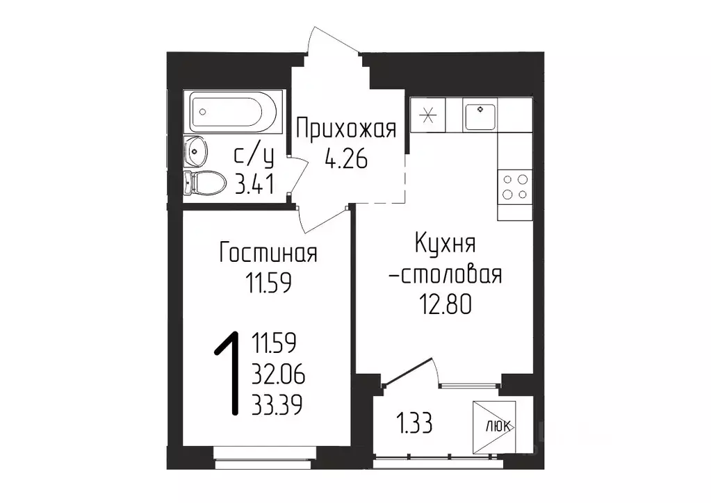 1-к кв. Башкортостан, Уфа ул. Испытателей, 89 (33.39 м) - Фото 0