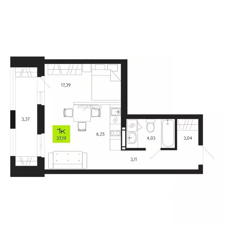 1-к кв. Томская область, Томск Уютный жилой квартал, ул. Маяковского, ... - Фото 1