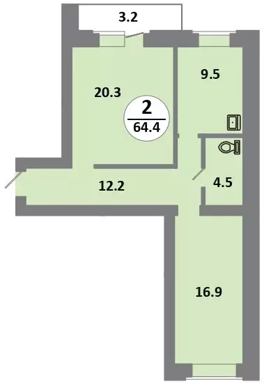 Продаётся 2-к квартира, 63 м - Фото 1