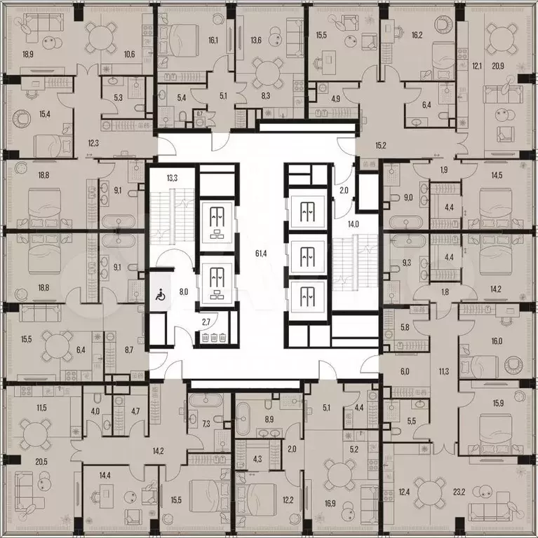 2-к. квартира, 58,5 м, 12/47 эт. - Фото 1