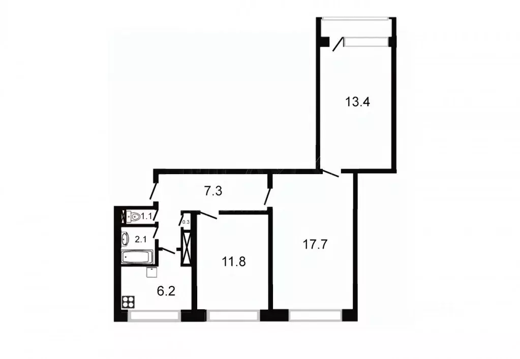 3-к кв. Санкт-Петербург ул. Стойкости, 18К3 (61.2 м) - Фото 0