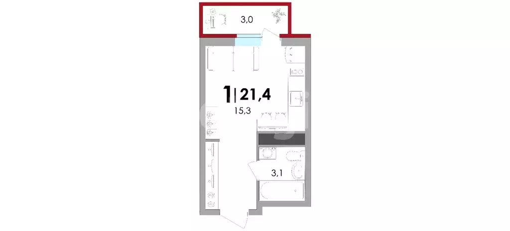 Квартира-студия: Тверская область, Калининский муниципальный округ, ... - Фото 1