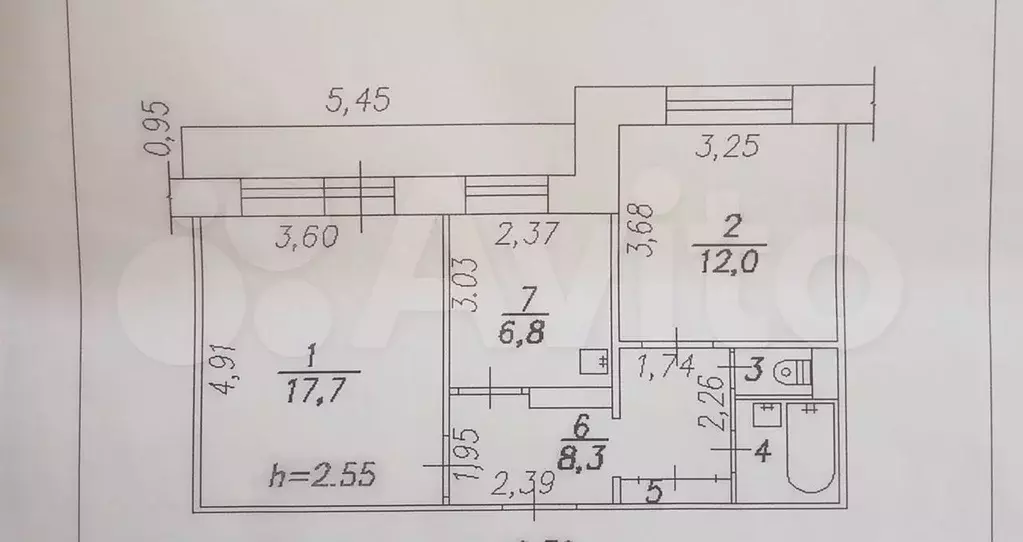 2-к. квартира, 50 м, 2/5 эт. - Фото 0