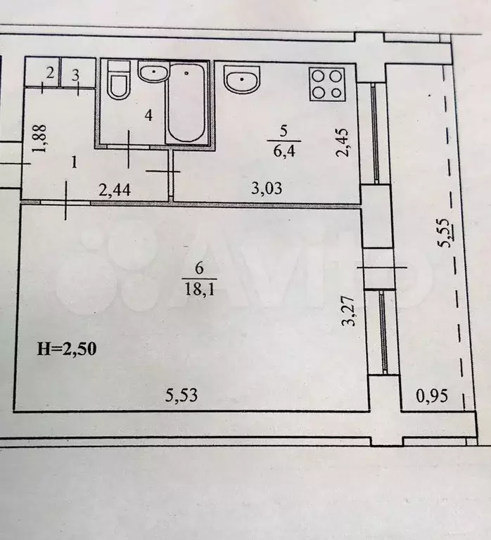 1-к. квартира, 33,9 м, 5/9 эт. - Фото 0