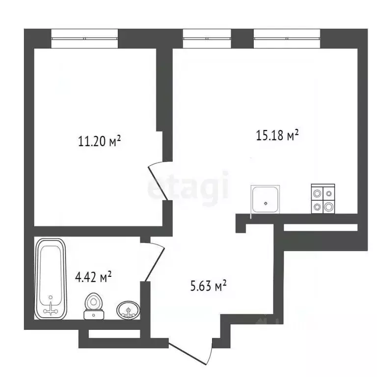 1-к кв. Тюменская область, Тюмень ул. Андрея Кореневского, 7 (36.5 м) - Фото 2