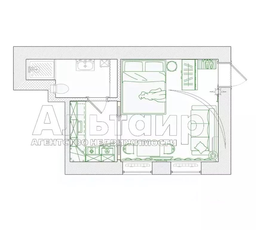 1-к кв. Ростовская область, Ростов-на-Дону Газетный пер., 74 (26.0 м) - Фото 2