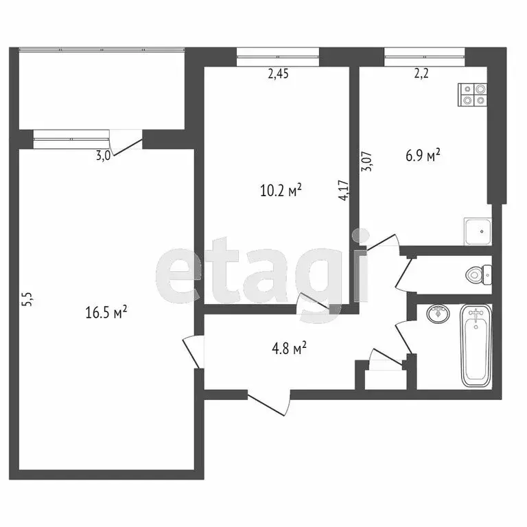 2-комнатная квартира: Омск, проспект Королёва, 14 (42 м) - Фото 0
