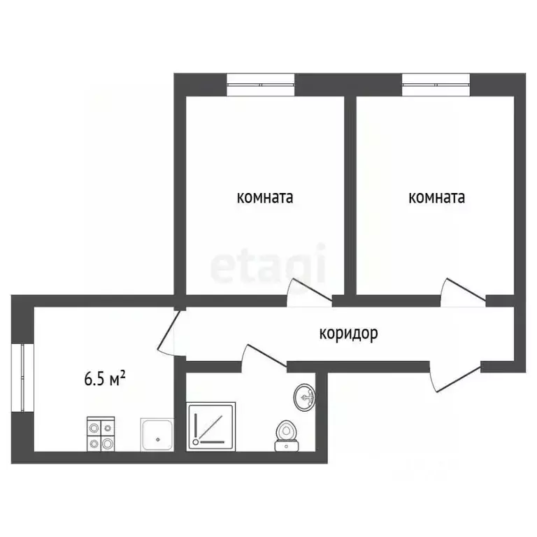 2-к кв. Крым, Евпатория ул. Некрасова, 102 (40.8 м) - Фото 2