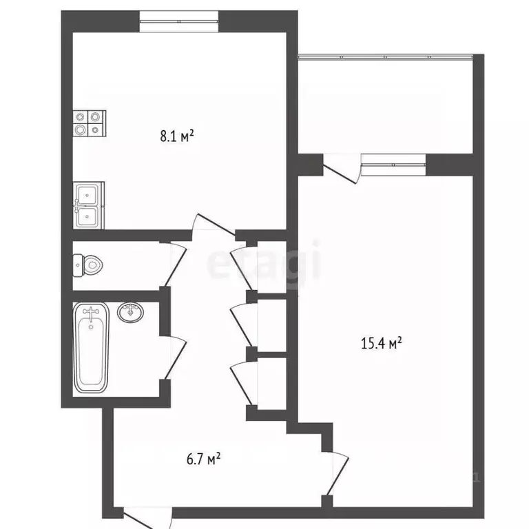 1-к кв. Ямало-Ненецкий АО, Новый Уренгой Мирный мкр, 4/3 (34.6 м) - Фото 2