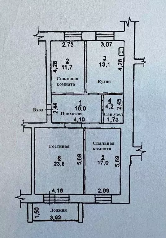 3-к. квартира, 79,8 м, 5/5 эт. - Фото 0