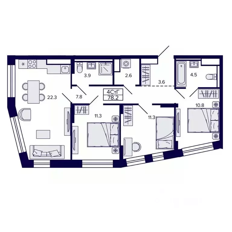 4-к кв. Хабаровский край, Хабаровск ул. Карла Маркса, 96/1 (78.23 м) - Фото 1