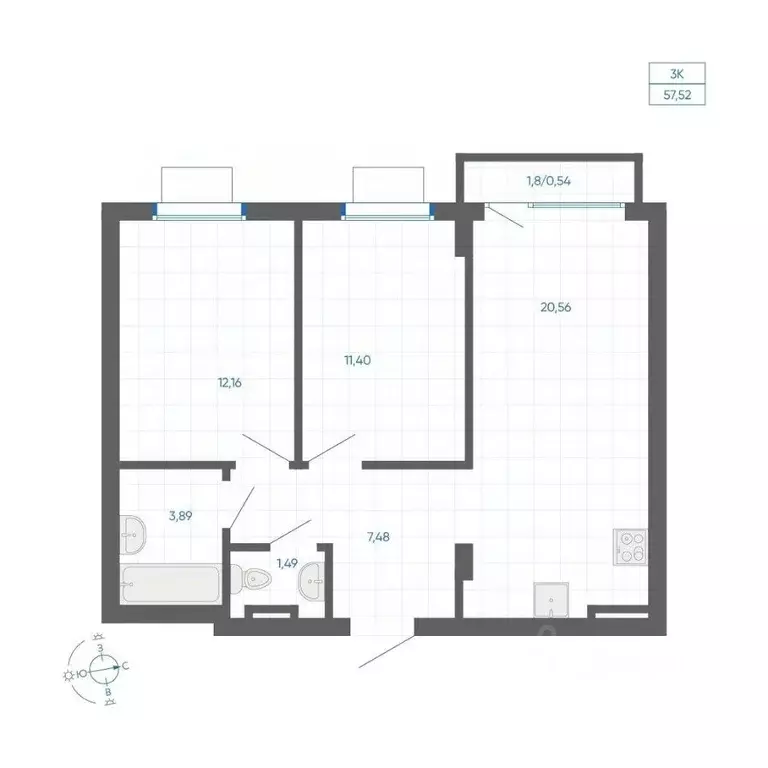 2-к кв. Челябинская область, Челябинский городской округ, пос. ... - Фото 1