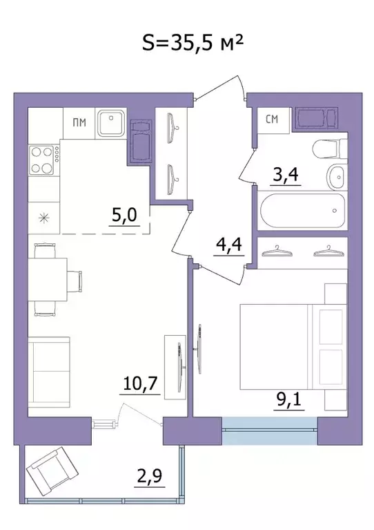 2-к кв. Карелия, Петрозаводск ул. Фурманова, 41 (35.5 м) - Фото 1