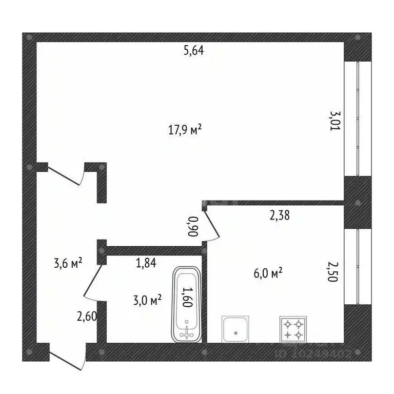 1-к кв. Башкортостан, Уфа просп. Октября, 90 (30.5 м) - Фото 2
