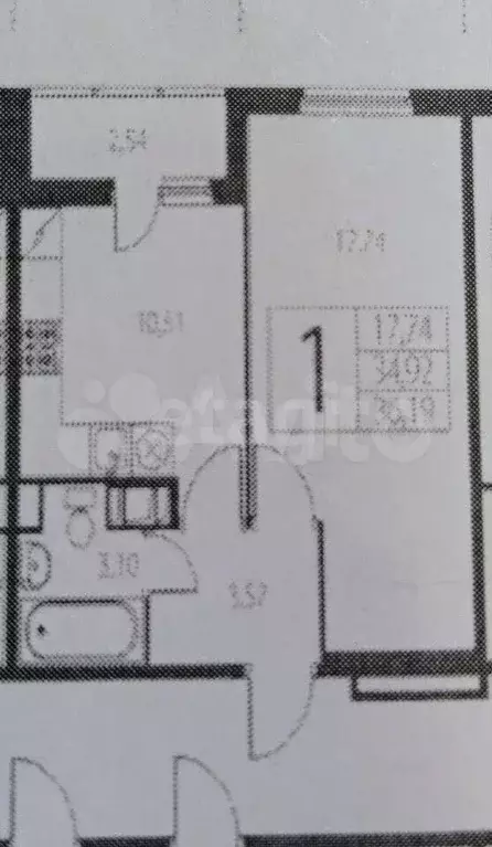 1-к. квартира, 36 м, 4/8 эт. - Фото 0