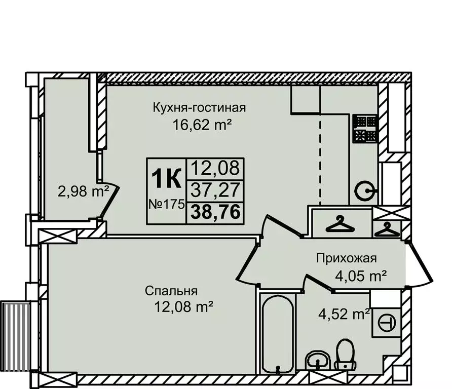 2-комнатная квартира: Нижний Новгород, улица Красных Зорь, 23Д (38.76 ... - Фото 1