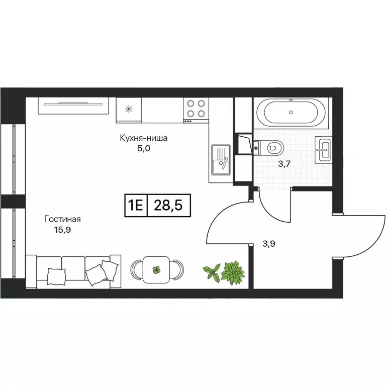 Квартира-студия: Пушкино, ЖК Пушкино Град (28.2 м) - Фото 1