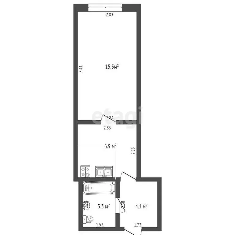 1-комнатная квартира: Стерлитамак, улица Баумана, 2 (29.6 м) - Фото 1