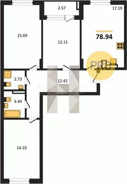 1-к кв. Калининградская область, Калининград Батальная ул., 65Б (38.94 ... - Фото 0