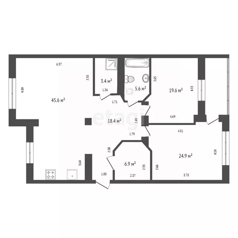 3-к кв. Красноярский край, Красноярск ул. Авиаторов, 41 (125.5 м) - Фото 2