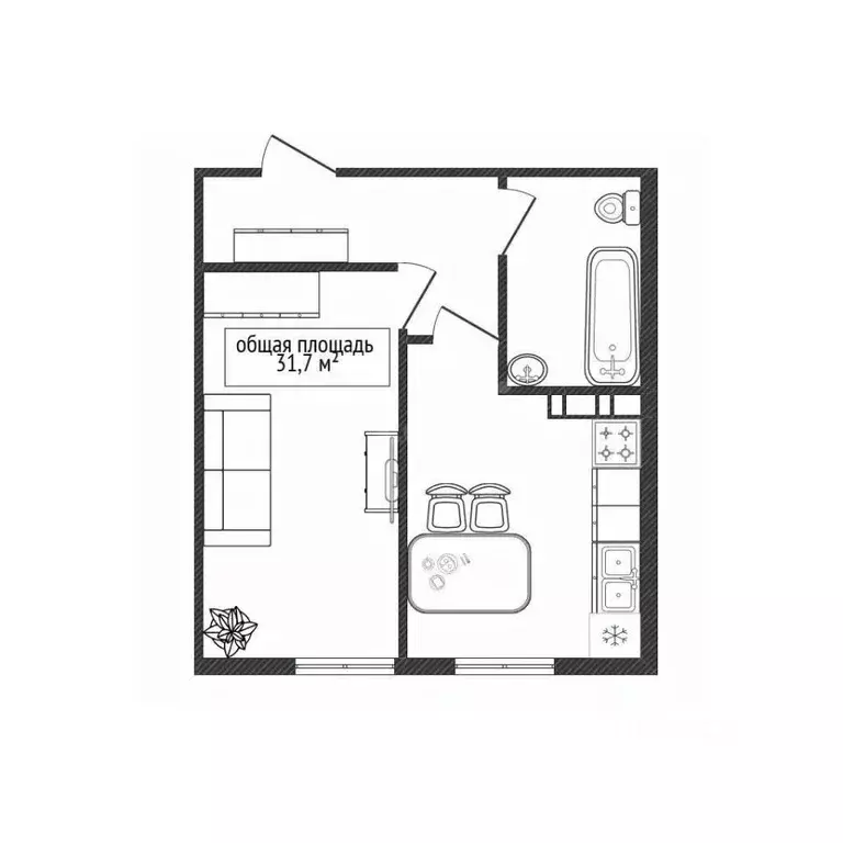 1-к кв. Брянская область, Сельцо проезд Горького, 6 (31.7 м) - Фото 2