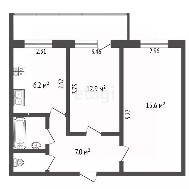 2-к кв. Вологодская область, Вологда ул. Мира, 90А (48.6 м) - Фото 2